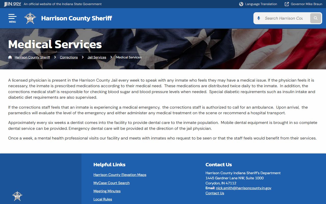 Harrison County arrest records jail medical services page