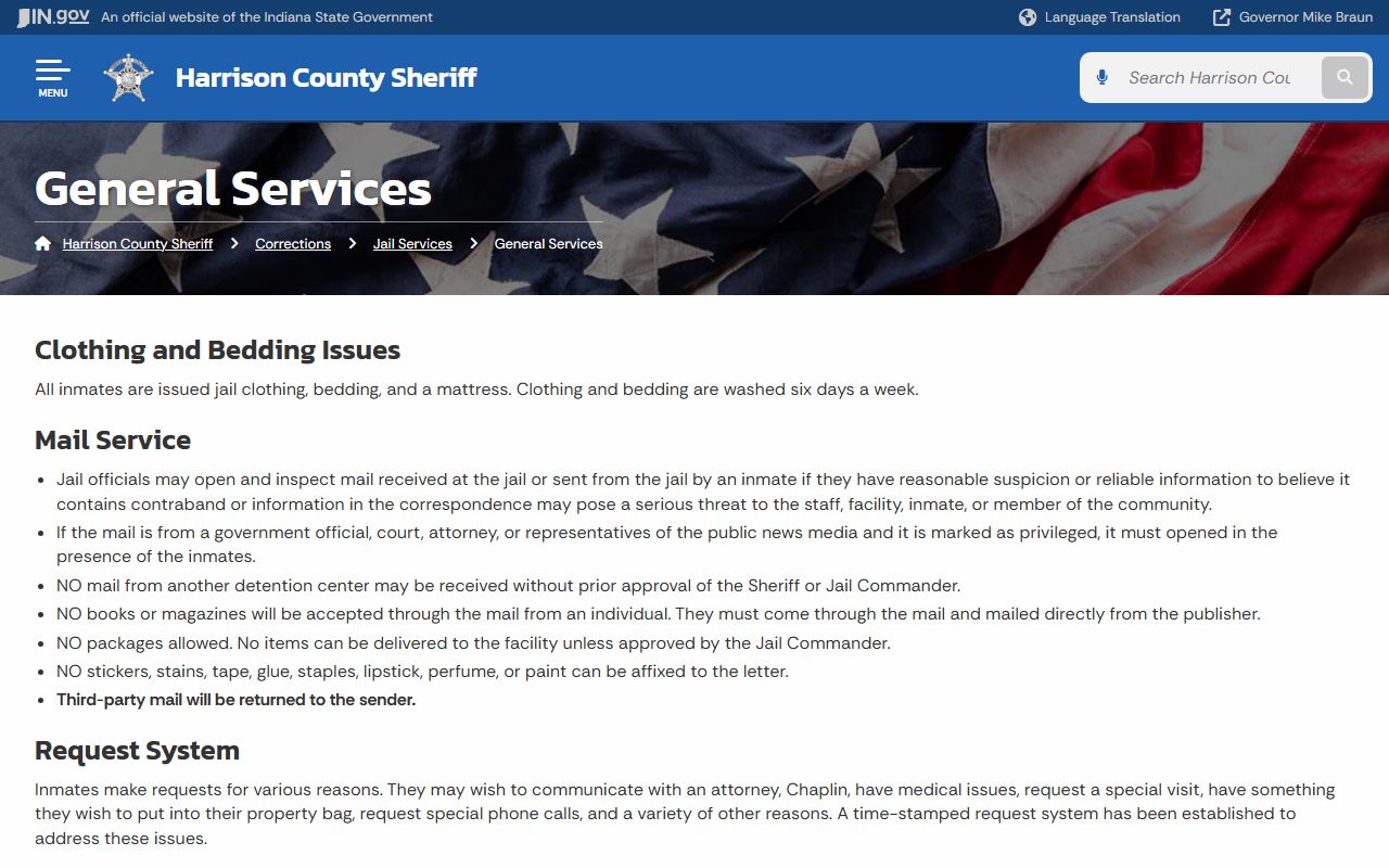 Harrison County arrest records jail general services page