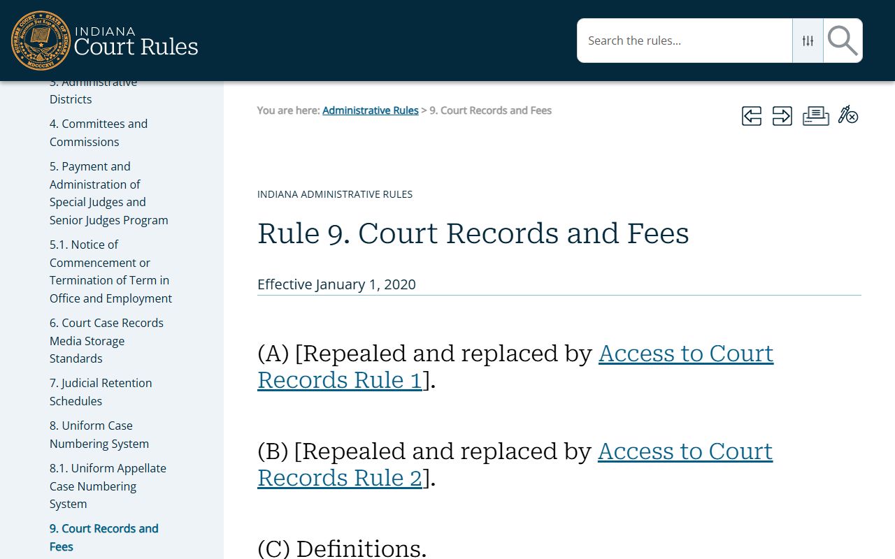 Harrison County court records Indiana Administrative Rule 9