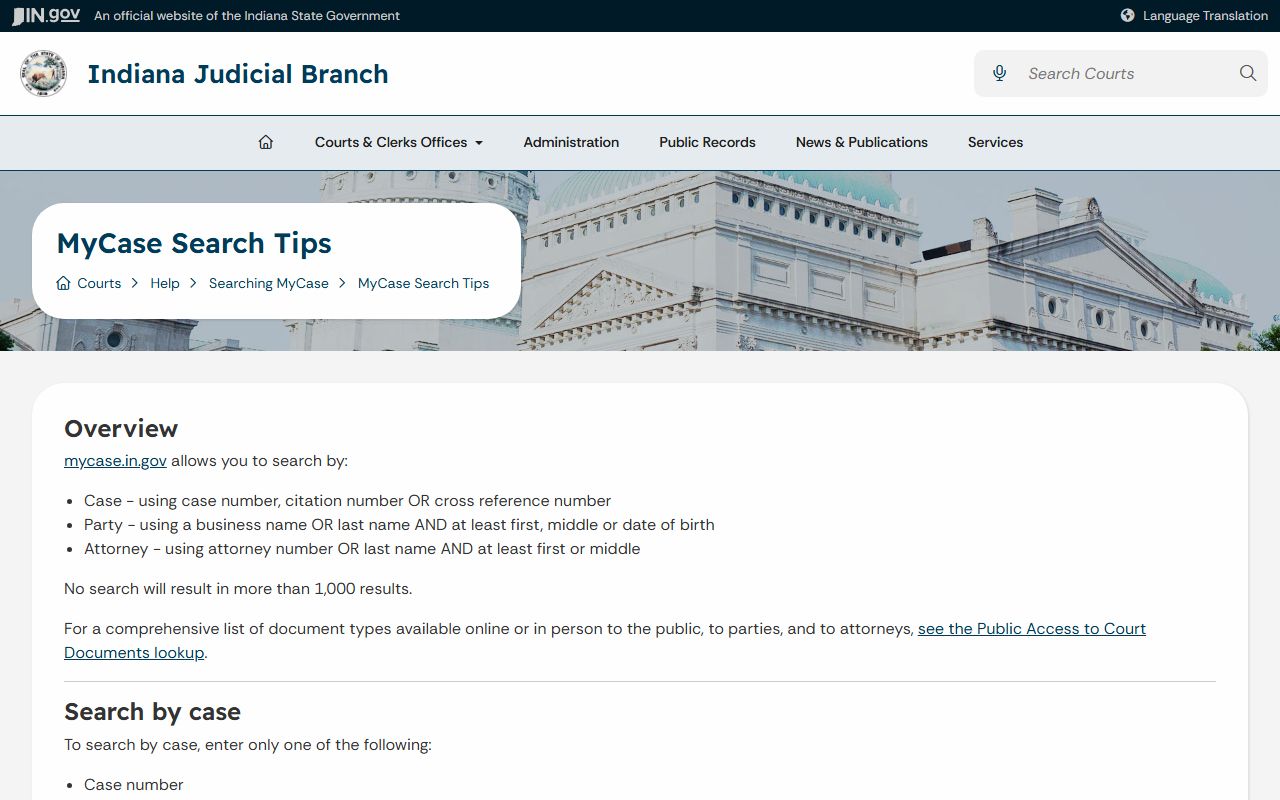Harrison County court records MyCase search tips