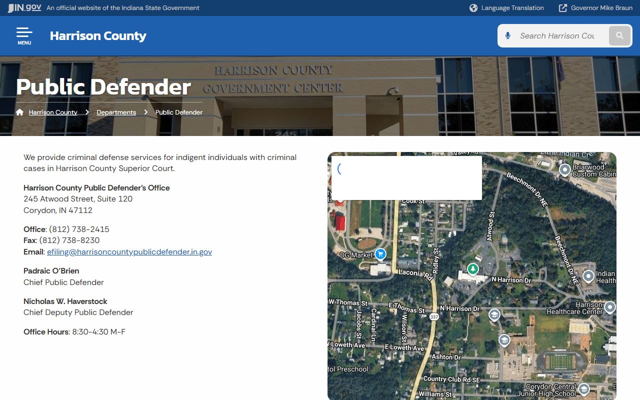 Harrison County criminal court records public defender office