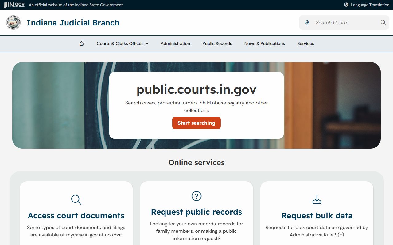 Harrison County court records public records hub from the Indiana Judicial Branch