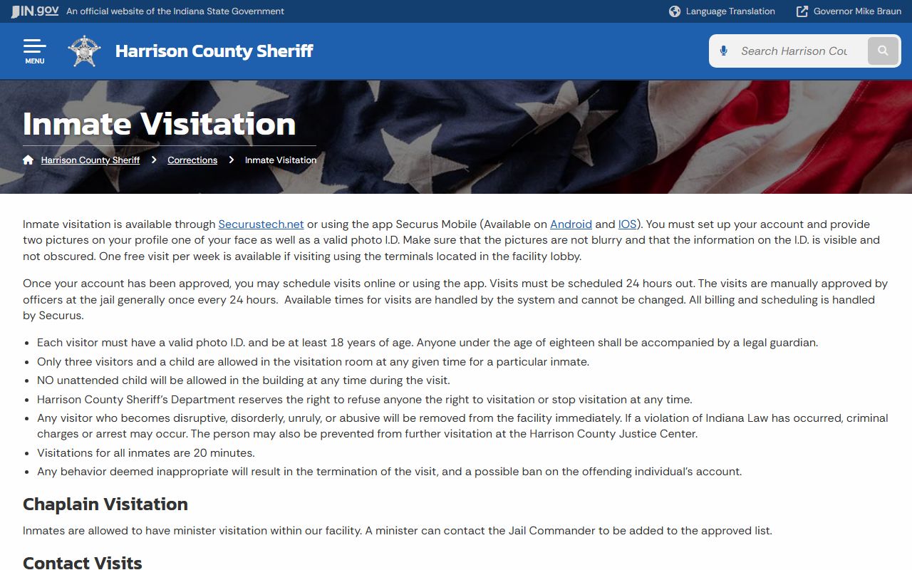 Harrison County inmate records visitation rules
