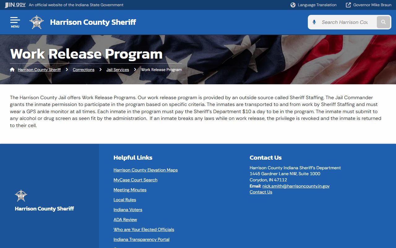 Harrison County inmate records work release program