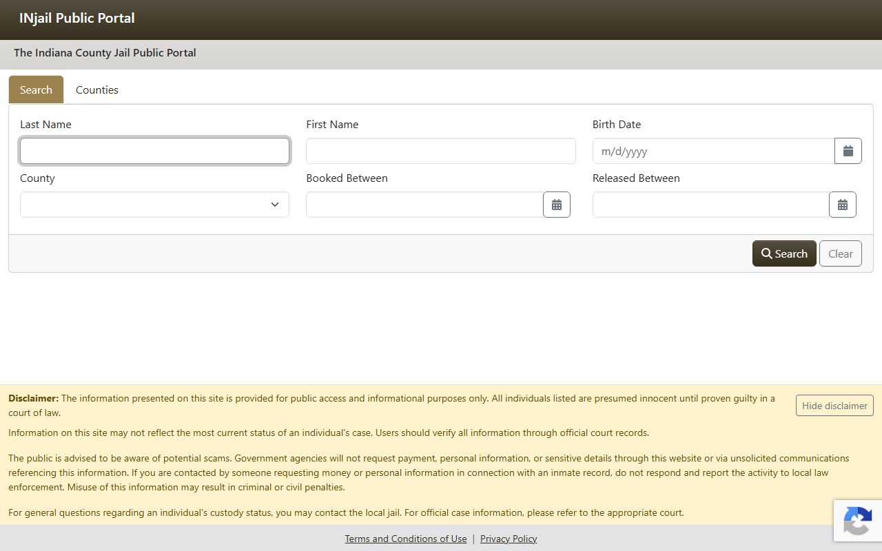 Harrison County inmate records INjail public portal